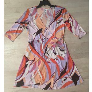 Emma & Michele 70s print wrap dress size 10P